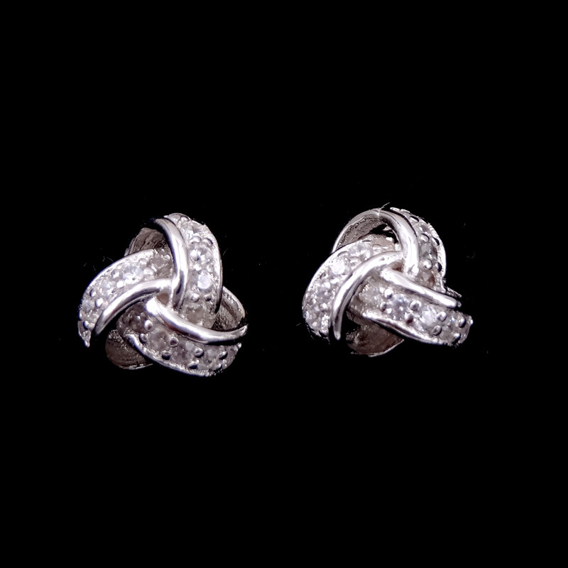 Quality Round Shape Cubic Zirconia Stud Earrings 925 Silver Jewelry Stores for sale