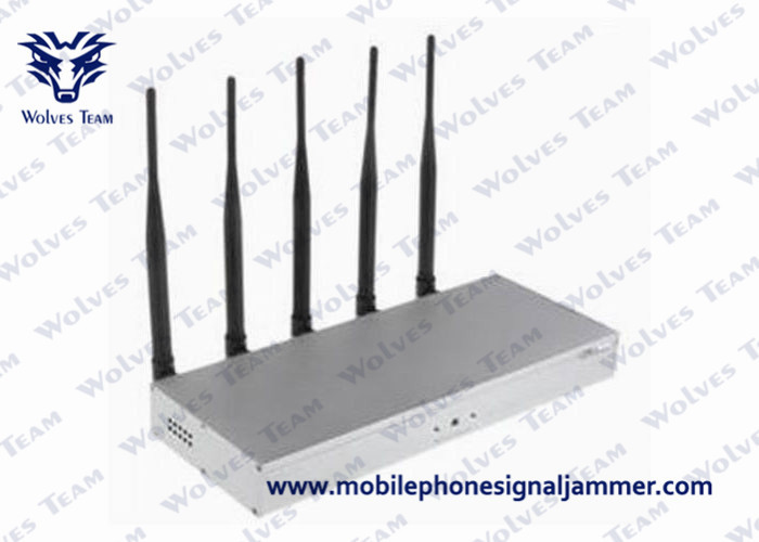 Quality 5 Bands Mobile Phone Signal Jammer Desktop Type Air Pressure 86 - 106kPa for sale