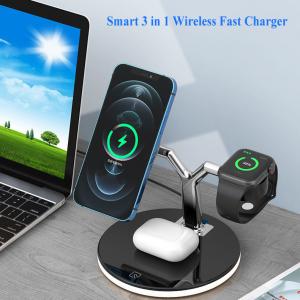 Quality 3 In 1 15w Magnetic Wireless Car Charger Quick Charge For Iphone 12 for sale