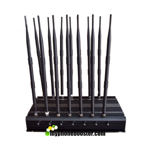 Quality 14 Antennas 35W High Power Adjustable Cell Phone Signal Jammer Blocker Jam GSM DCS 3G 4G Wimax Wifi GPS Camera UHF VHF for sale