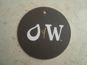 Quality custom Eco-friendly cardboard hang tag with embossed hot stamping logo for sale