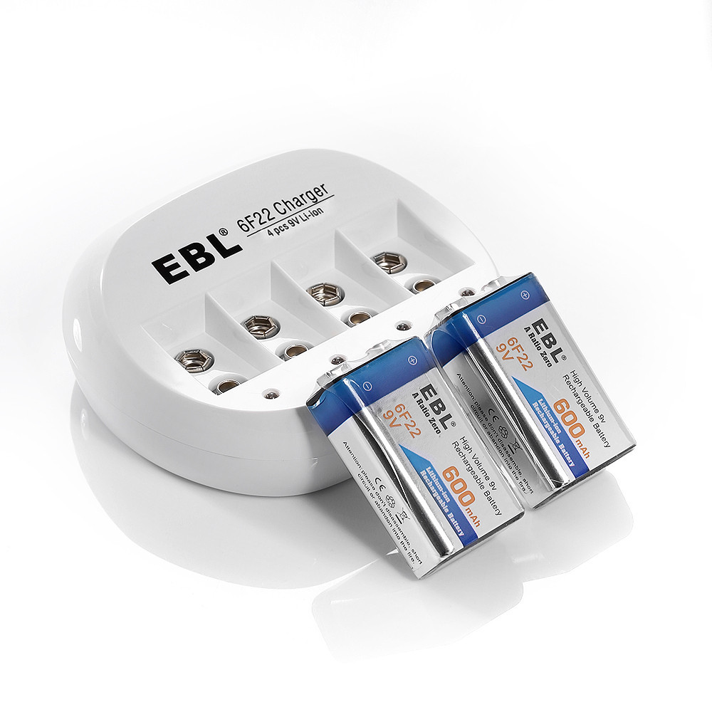 Buy 600mAh EBL Rechargeable 9 VOLT Lithium Ion Batteries For Smoke detectors at wholesale prices