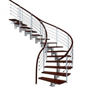Quality Prefabricated steel curved staircase with tempered glass balustrade for sale