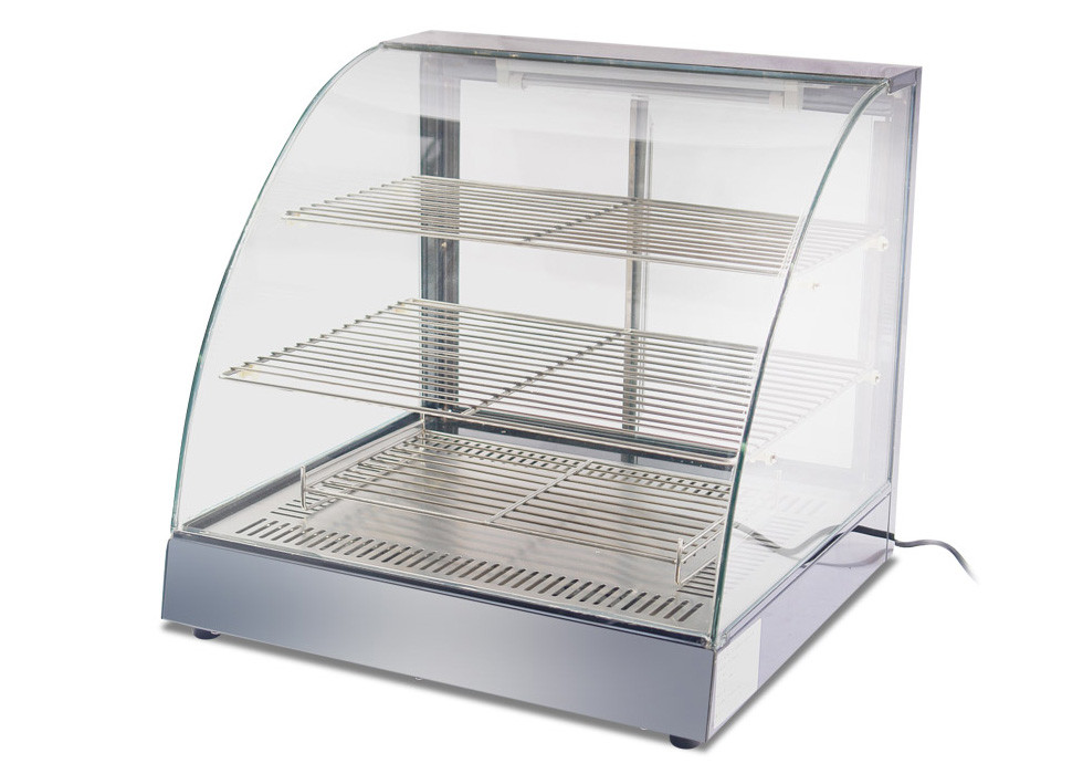 Quality Stainless Steel 304 Tempered Glass Sandwich Display 3-Layer Food Showcase for sale