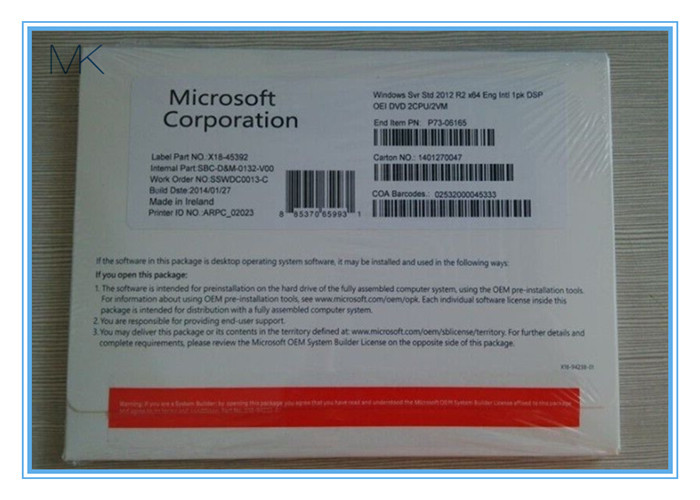 Quality OEM English Windows Server 2012 R2 Versions DVD OEM PACK 5 CALS for sale