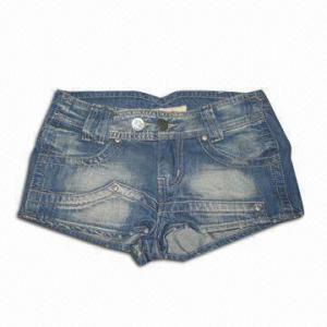 Ladies' Short Jeans, Made of Cotton, with Brass Button and Rivet