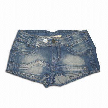 Buy Ladies' Short Jeans, Made of Cotton, with Brass Button and Rivet at wholesale prices