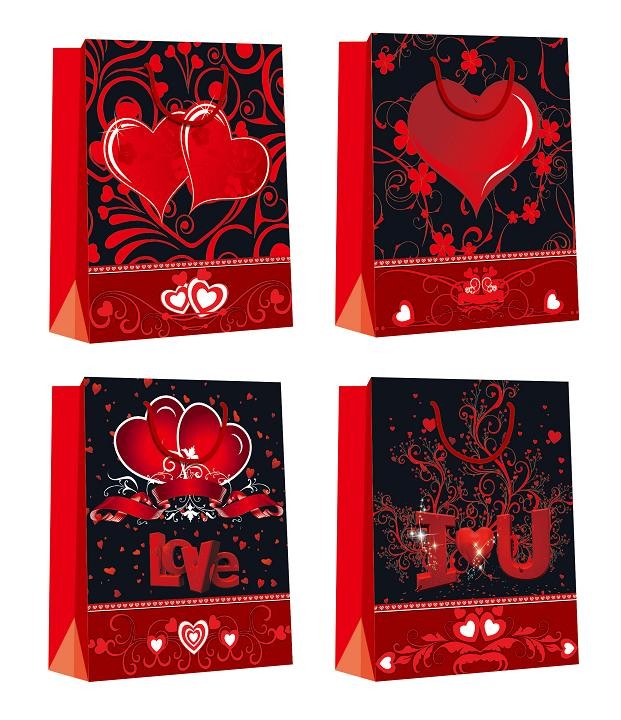 Quality Customized Luxury Shopping Glossy Paper Bags for Valentine's Day eco-friendly for sale