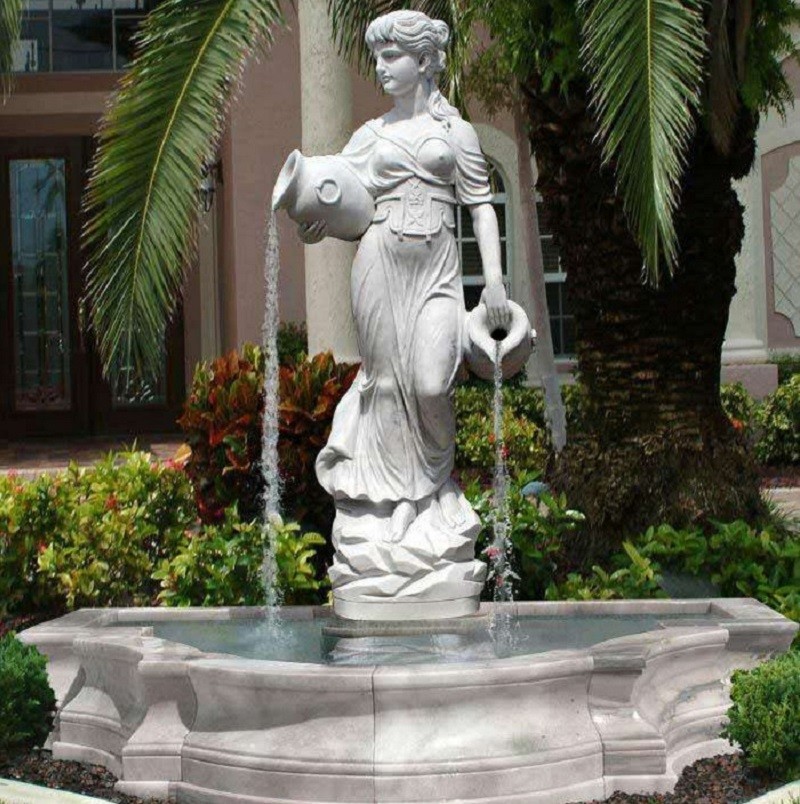 Quality Stone carving statue fountain white marble sculpture water fountains ,stone carving supplier for sale