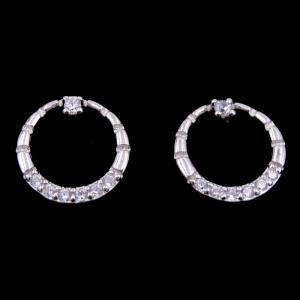 Quality Lady Round Style Silver Cubic Zirconia Earrings 925 Silver AAA Cubic Zircon for sale