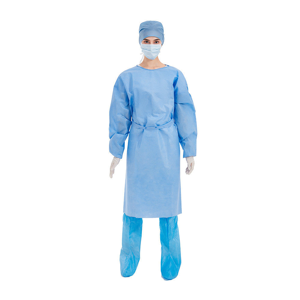 Quality Level 3 SMS Medical Disposable Non Woven Isolation Gown Blue for sale