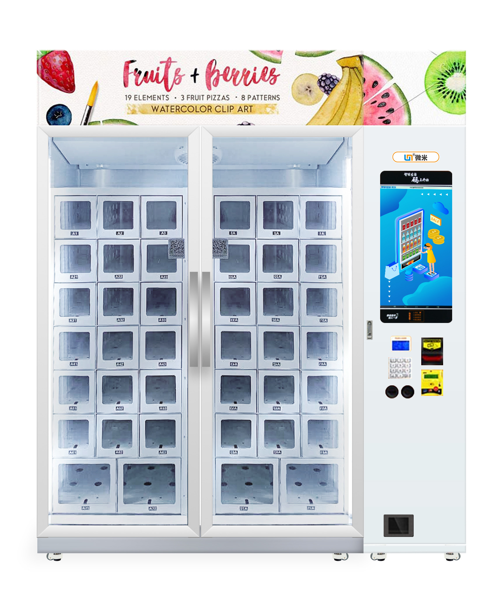 Quality Metal Frame 6 KWh Fruit Vending Machine Online Monitoring System for sale