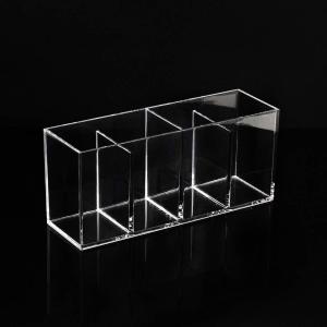 Quality 4 Grid Transparent Acrylic Brush Box Fine Craftsmanship For Office for sale