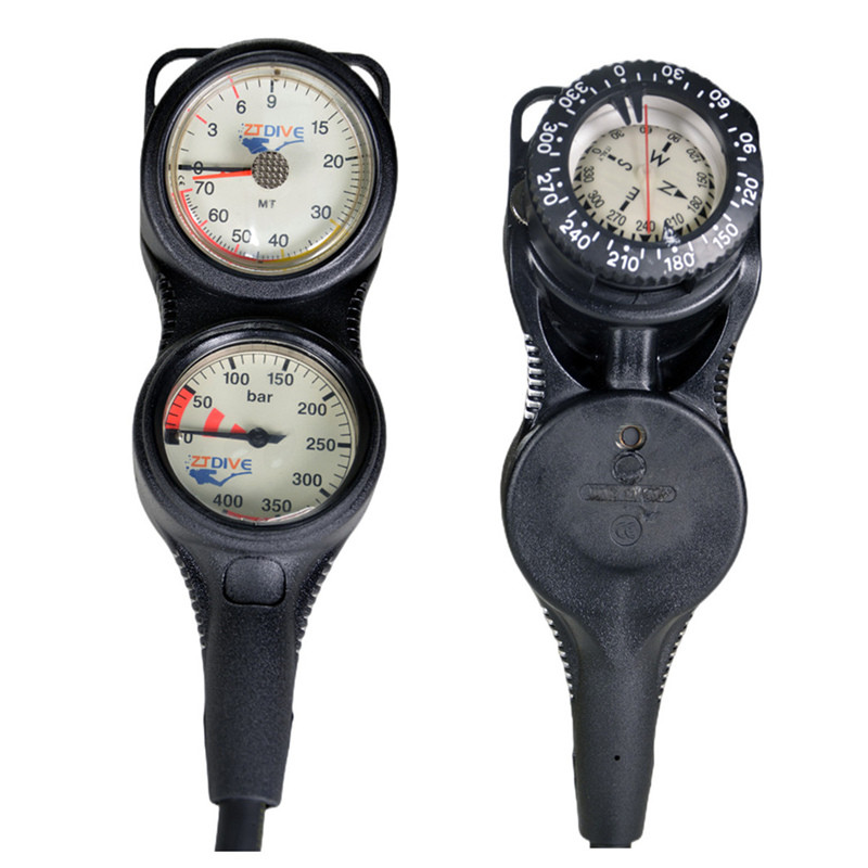 Quality Shockproof Case Scuba Diving Gauges , Scuba Pressure And Depth Gauge With Compass for sale