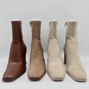 Quality Off White Womens Leather Dress Boots soft  Tan Waterproof Leather Ankle Boots for sale