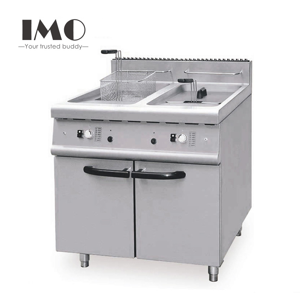 Quality 2022 Commercial Stainless Steel Gas Fryer 28Lx2 For Meat Chicken Potato Chips for sale