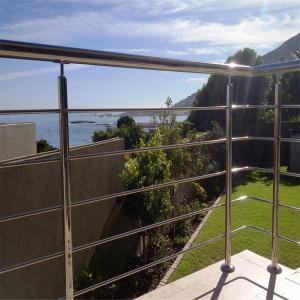 Quality Outdoor metal railing systems with oak wooden handrail design for sale