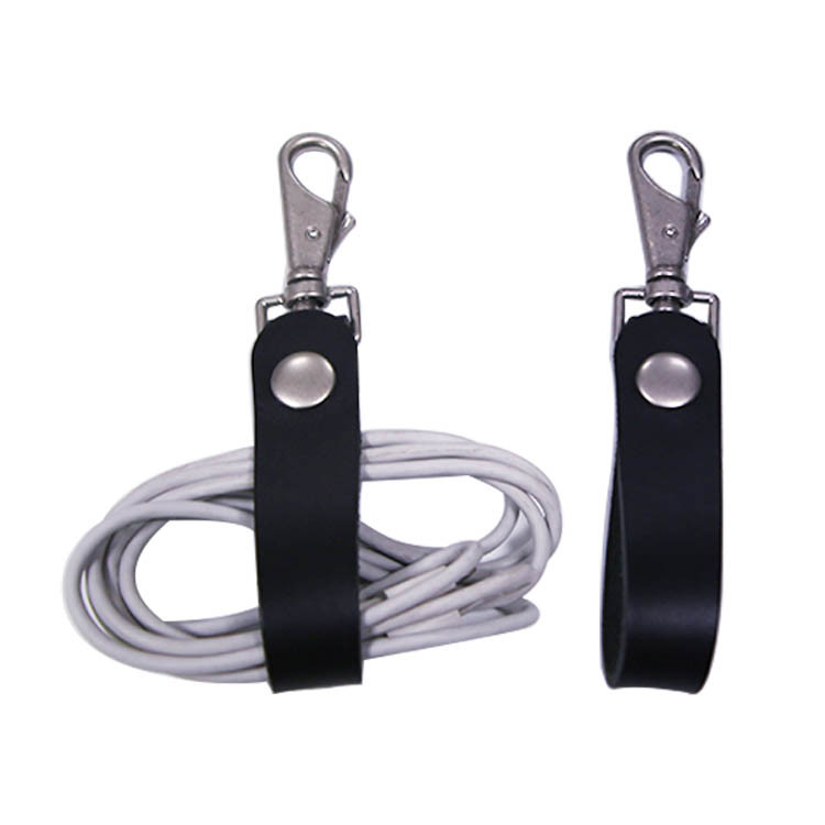 Quality Earphone Bobbin Wrap Leather Cable Winder Organizer For USB Wire Headphone for sale