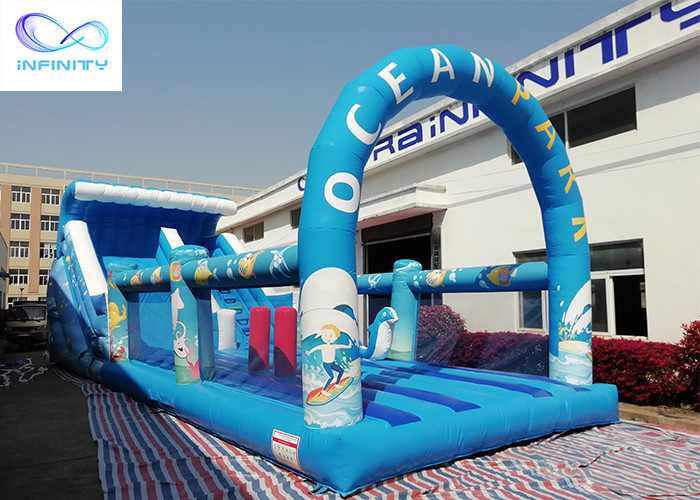 Quality Giant outdoor Inflatable ocean park water slide with bounce house for rental or party for sale