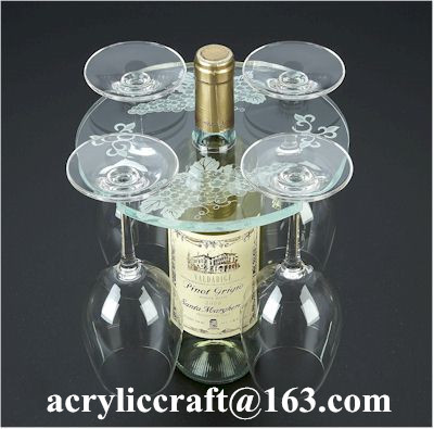 Quality Personalized Engraved Transparent Round Acrylic Four Wine Glass Holder for sale