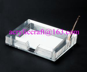 Quality OEM clear acrylic notepad holder transparent lucite memo holder for sale