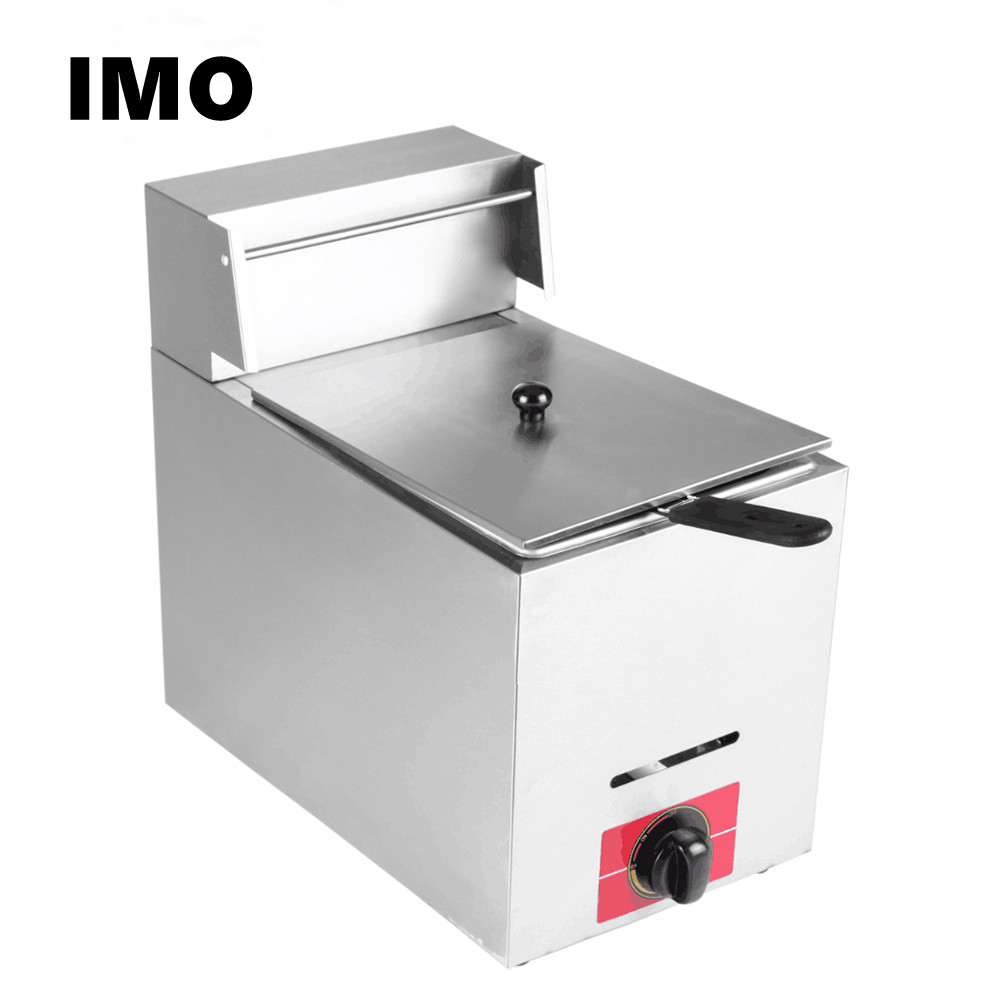 Quality Stainless Steel 5.5L Cheapest Single Tank Gas Fryer 290x520x445mm Size for sale