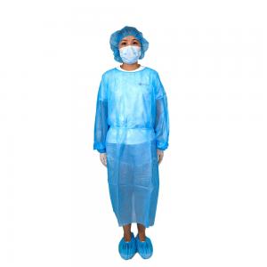 Quality Non Sterile Disposable Waterproof Isolation Surgical Gown Light Blue PP for sale