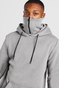 Quality OEM 65% Cotton Streetwear Pullover Hoodies Embroidery With Facemask for sale