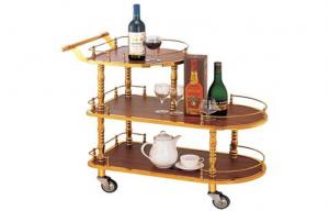 Quality Copper Plated Room Service Equipments , Liquor Trolley 770x400x825mm For Wine Golden and red color for sale