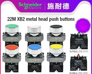 Quality XB2B Push Button Switch Industrial Electrical Controls Illuminated Flush Head 24v 230v 1NO1NC for sale