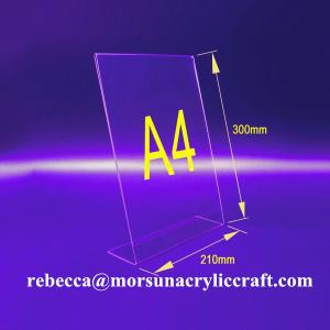 Quality A4 acrylic tabletop display stand, acrylic sign stand, acrylic menu stand for sale