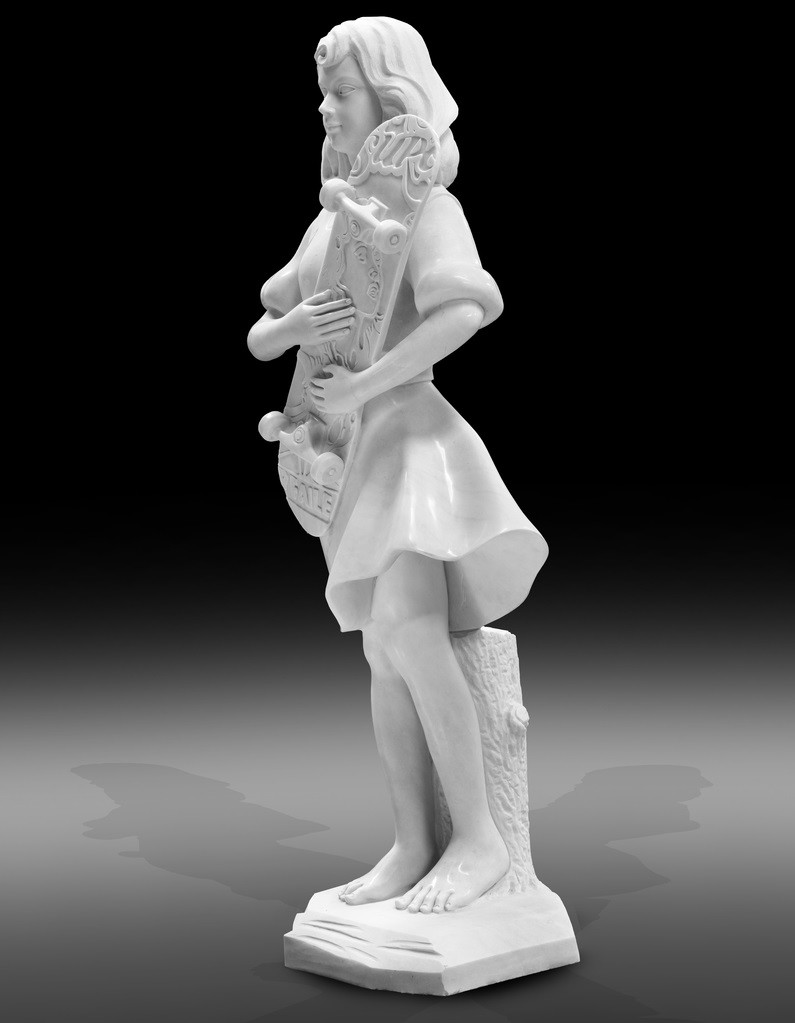 Quality Indoor art exhibition marble sculptures beautiful girl stone statue,stone carving supplier for sale