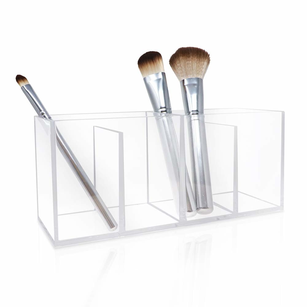 Quality 4 Grid Transparent Acrylic Brush Box Fine Craftsmanship For Office for sale