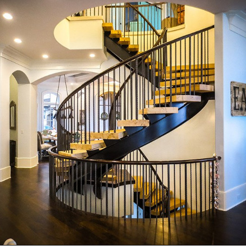 Quality Arc Modern Wood Steel Round Staircase for sale