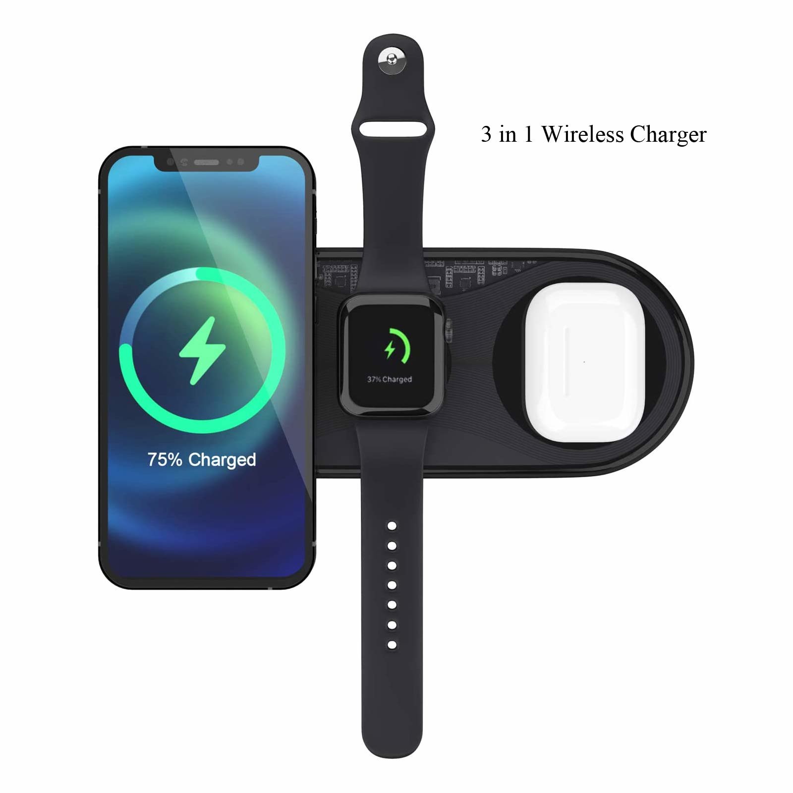 Quality Portable 3 In 1 Qi 15W Wireless Charging Pad For Apple Watch Series for sale