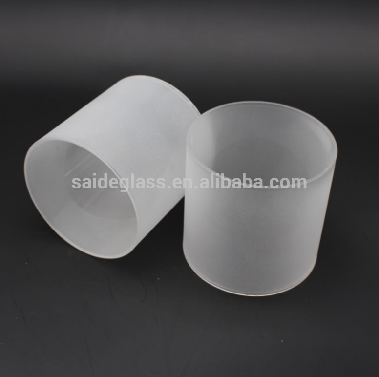 Quality Custom frosted borosilicate glass tube OD 80mm for candle tea holders GLASS CYLINDER LAMP SHADES for sale