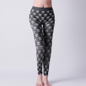 Quality Push up skinny  leggings for Jogger lady, body shaper , black with grey pattern design   Xll010 for sale