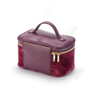 Quality Custom Design Velvet Cosmetic Case Travel Makeup Bag PU Leather for sale