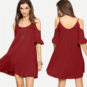 Quality High Quality Clothes for Women O-neck Mini Dress Ruffle Women Big Sizes for sale