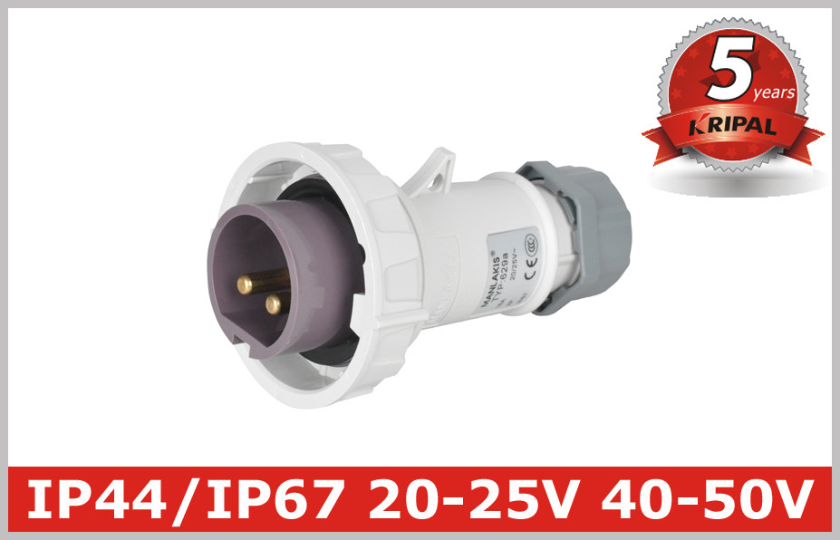 Quality IP67 Waterproof 3 Pin Industrial Electrical Plugs 20V 25V 40V 50V for sale