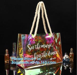 Quality Pvc Travel Biodegradable Shopping Bags Drawstring Handle Handy Women Shopper Reusable Fashion Pvc Tote Bags for sale