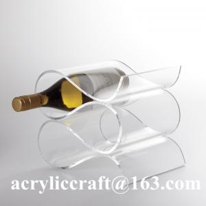 Quality Acrylic Wave 4 Bottle Wine Rack Clear Plexiglass Wine Holder for sale