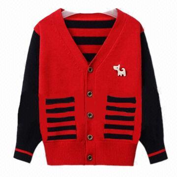 Buy Children's Clothing/Sweater, Cardigan, 95% Cotton 5% Lycra Knitting Sweater, Fashionable Style  at wholesale prices