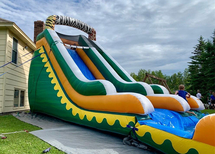 Quality Commercial High Quality Giant Adults N Kids Yellow Inflatable Jungle Water Slides With Pool for sale