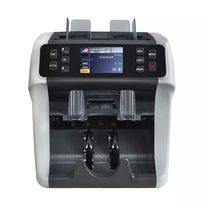 Quality USD EUR GBP COP ARS Multi-currency Sorter with 2 pocket 2 CIS TFT screen support printer FMD-900 for sale