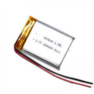 China 803040 3.7 V 1000mah Lithium Polymer Lipo Rechargeable Battery For Bluetooth Speaker on sale