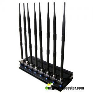 Quality 8 Antennas 20W Power Adjustable Cell Phone Signal Jammer Blocker 3G 4G LTE Wifi GPS Lojack VHF UHF Cooling Fan Inside for sale