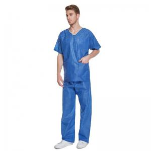 Quality Short Sleeve SMS Disposable Protective Suits Sustainable Disposable Scrub Suits for sale