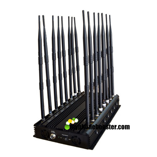 Quality 16 Bands 38W High Power Mobile Signal Jammer Blocker Jam 3G 4G UHF VHF Lojack Wi-Fi 2.4G 3.6G 5.8G RF Signal 40m Range for sale