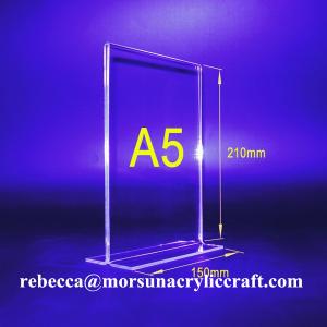 Quality T Frame Plexiglass Sign Hoder / Poster Holder Clear A5 Acrylic Menu Holder DOUBLE SIDED for sale